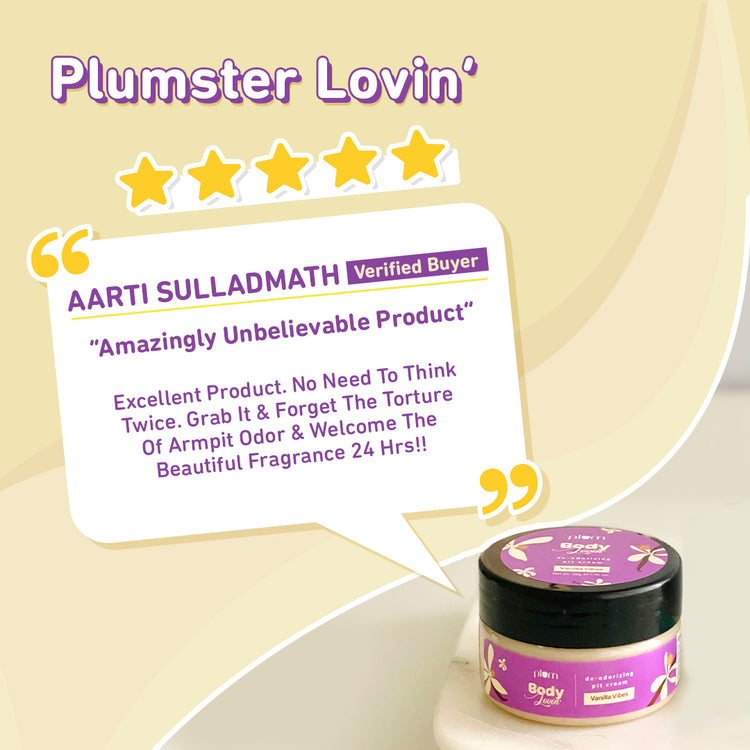 Plum BodyLovin' Vanilla Vibes De-odorizing Pit Cream | Aluminium-free Underarm Deodorant | Eliminates Odor