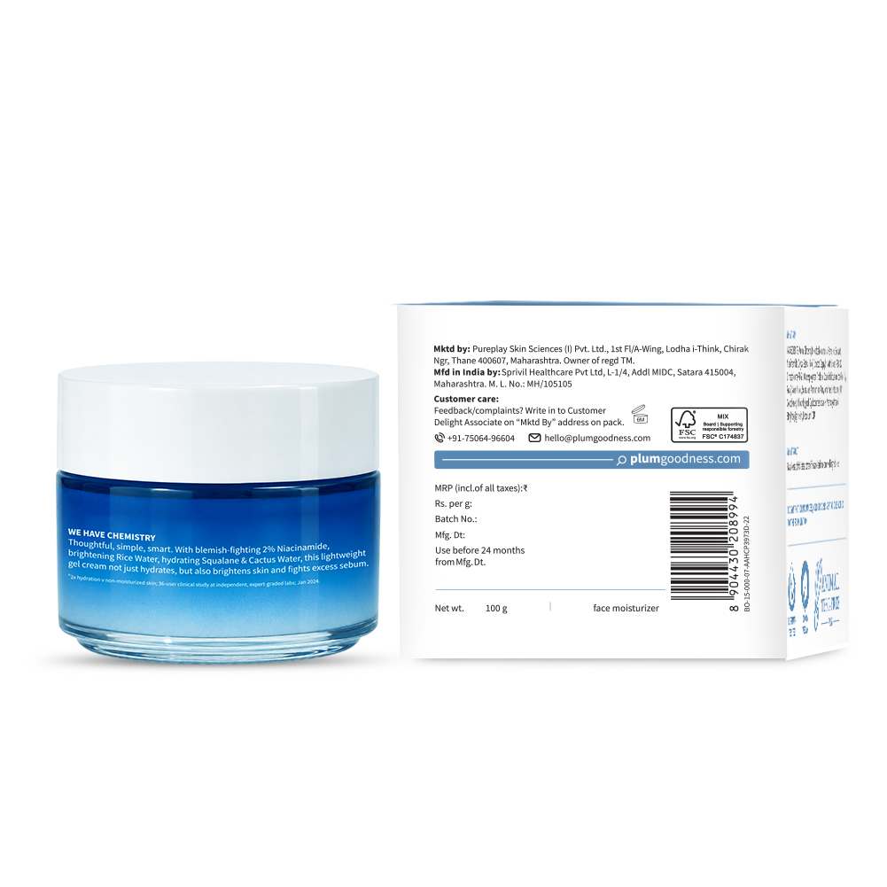 2% Niacinamide & Rice Water Brightening Gel Moisturizer For Clear & Bright Skin