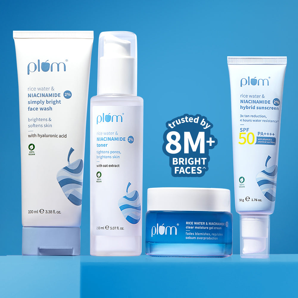 Niacinamide & Rice Water CTMS Combo | Face Wash, Toner, Moisturizer & Sunscreen