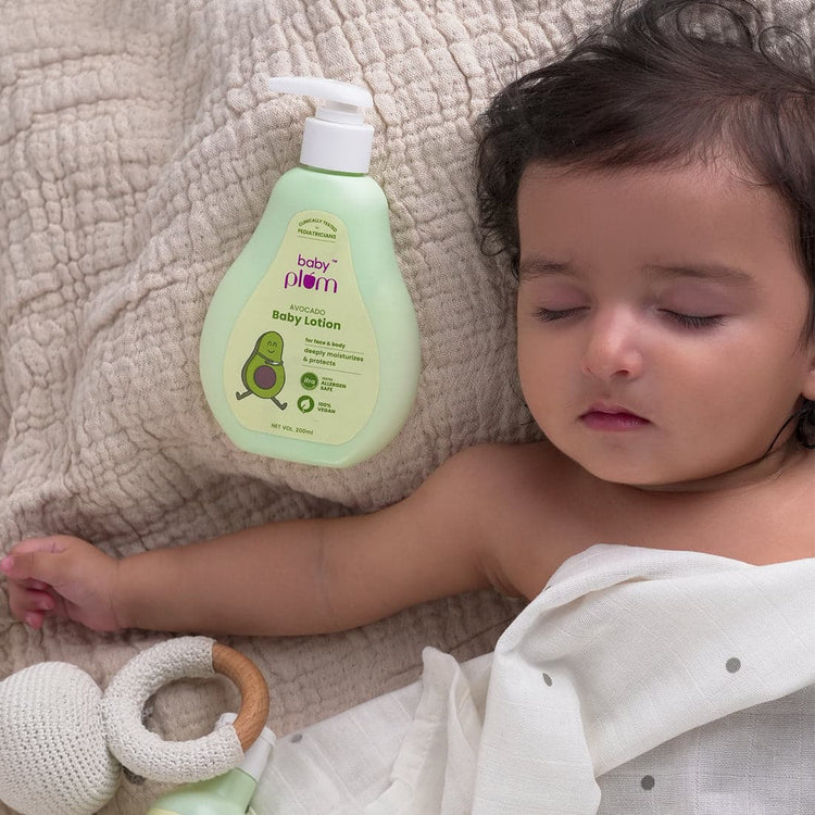 Baby Plum Avocado Baby Lotion | Deeply Moisturizes & Protects Baby Skin | Clinically Tested by Pediatricians | pH-balanced Formula with Shea Butter | Tested Allergen Safe