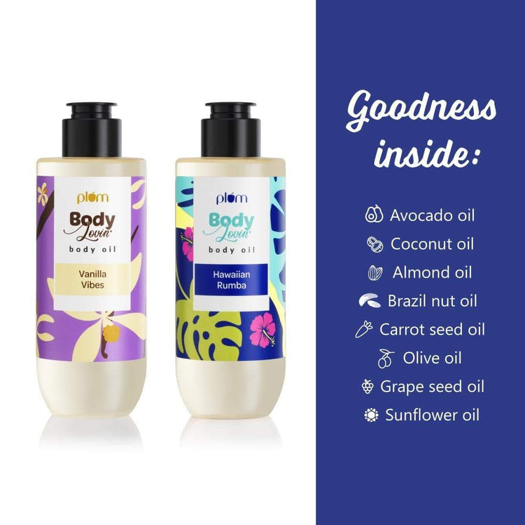 Plum BodyLovin' Beachy & Vanilla Vibes Body Oil Duo | Instant Glow + Intense Moisture | Non-greasy