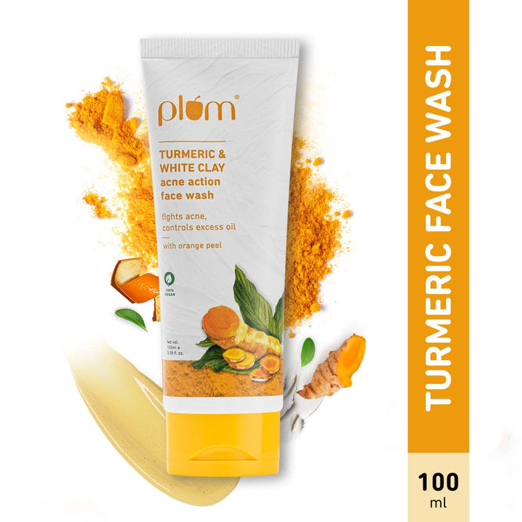 Turmeric & White Clay Acne Action Face Wash | Non-Drying, Sulphate-Free Face Wash | For All Skin Types | 100% Vegan