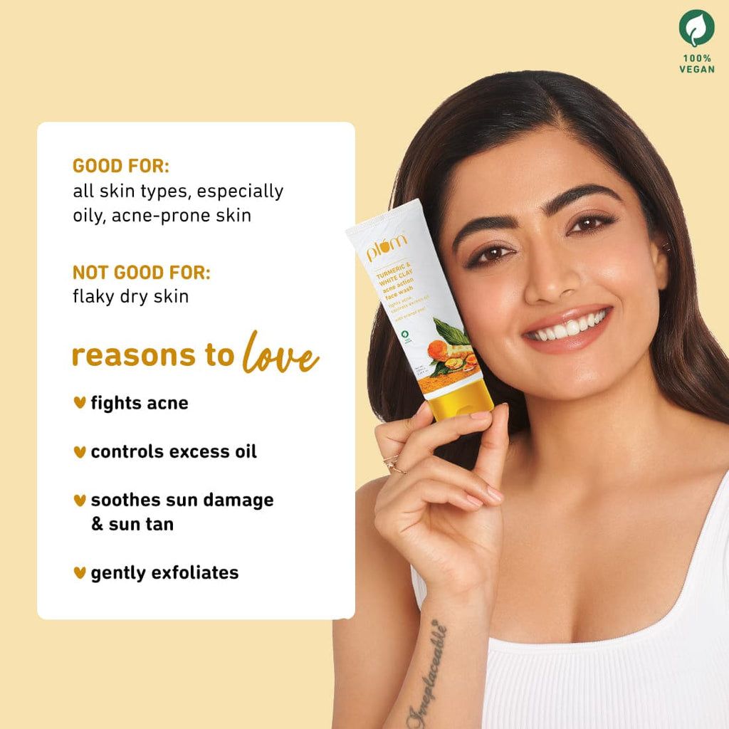 Turmeric & White Clay Face Wash Face wash for Pimples Plum Goodness