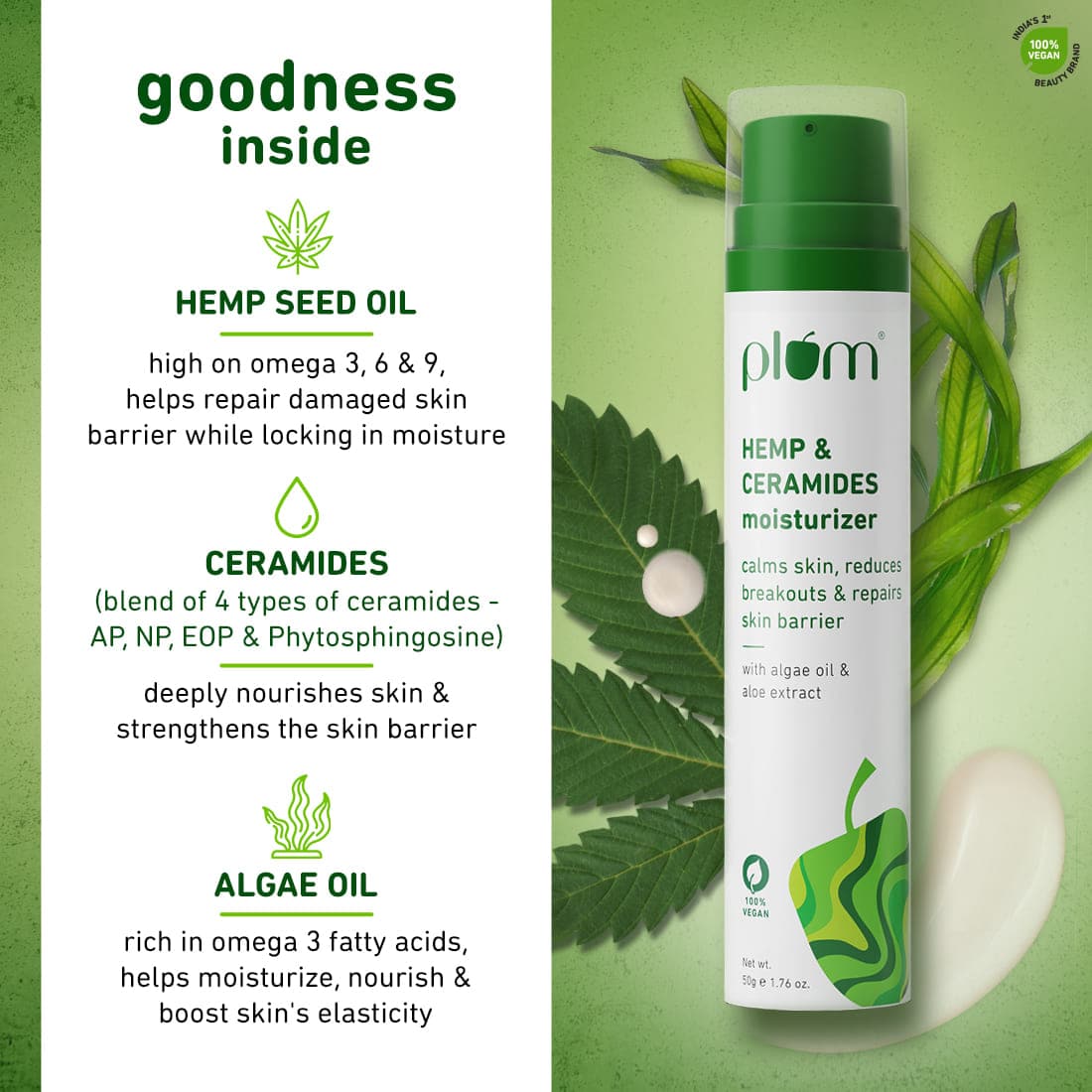 Hemp & Ceramides Moisturizer With Algae Oil & Aloe Extracts