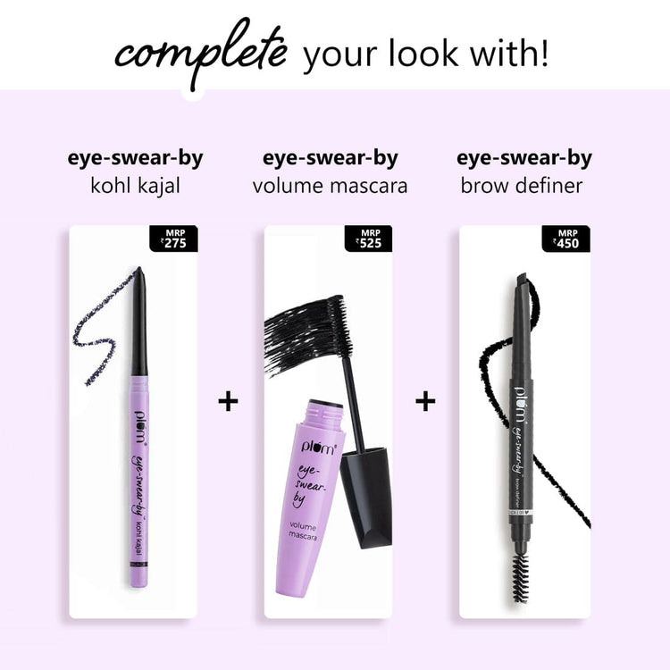 Eye-Swear-By Insta Ready Eyes Trio | Kohl Kajal (Deep Black) + Volume Mascara (Black) + Brow Definer (Ash Black) | 100% Vegan & Cruelty Free