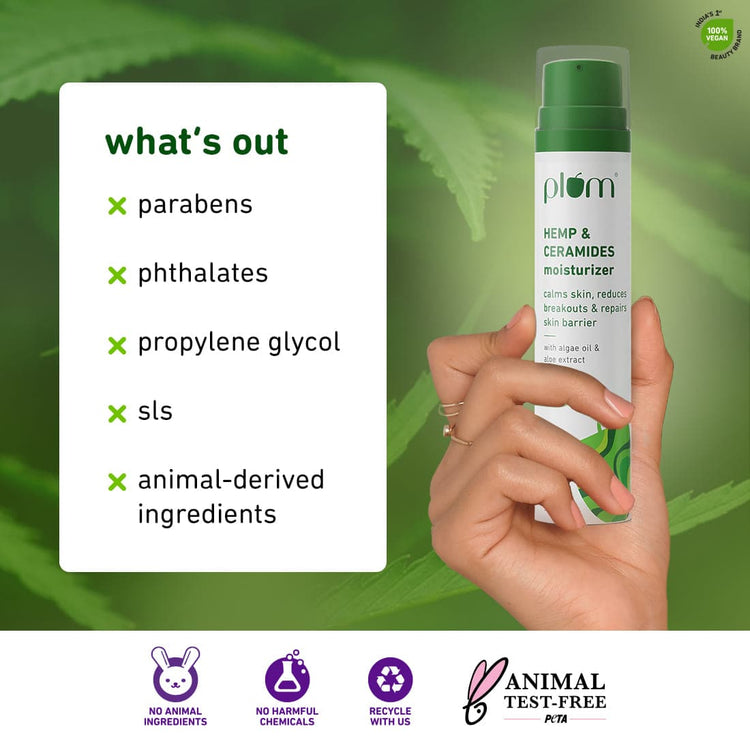 Hemp & Ceramides Moisturizer | With Algae Oil & Aloe Extracts | All Skin Types | 100% Vegan