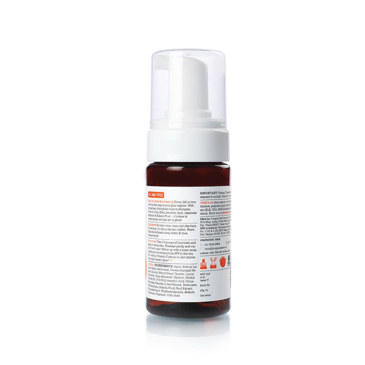 Vitamin C Foaming Face Wash with Mandarin | For Glowing Skin | For Gentle Cleansing | For Hyperpigmentation & Dull Skin | Sulphate-Free | 100% Vegan