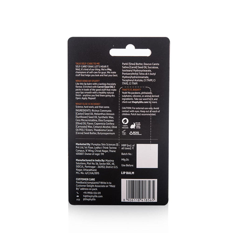 Phy Complete Care Chocolate Lip Balm | Moisturizes, Nourishes & Lightens Lips | 100 % Vegan