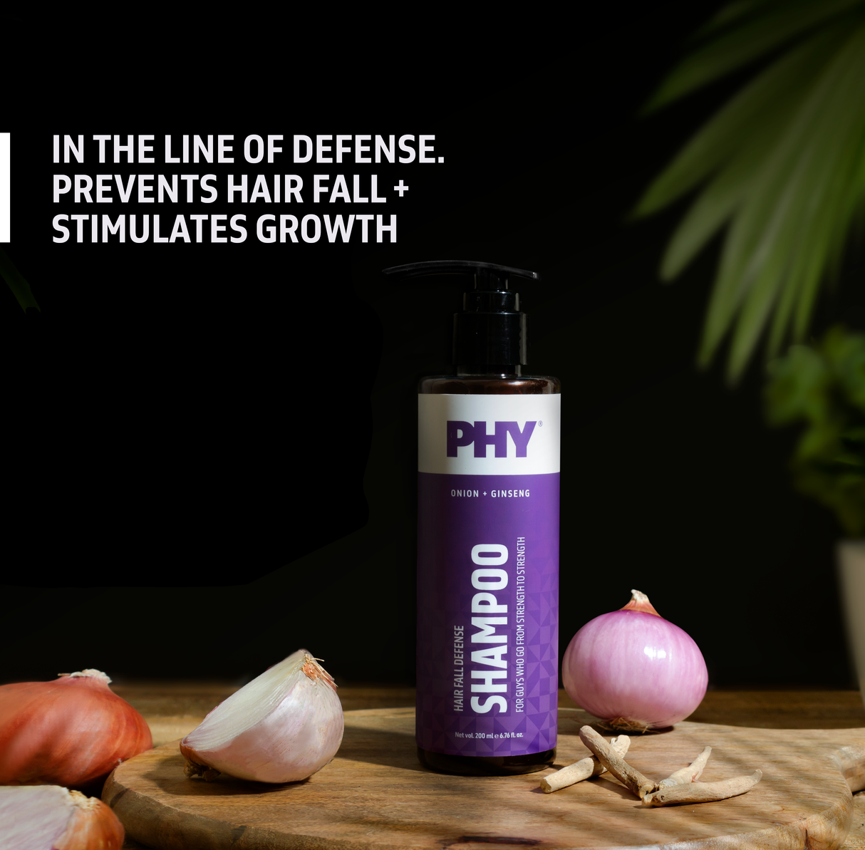 Phy Hair Fall Defense Shampoo | Onion + Ginseng | Strengthens roots & promotes hair growth | SLS-free | 100% Vegan