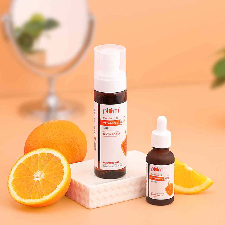 Vitamin C Ultimate Glow Duo | Face Serum (30ml) & Toner | For Glowing Skin | Tightens Pores | Fights Hyperpigmentation | Improves Uneven Skin Tone | Fragrance-Free | 100% Vegan