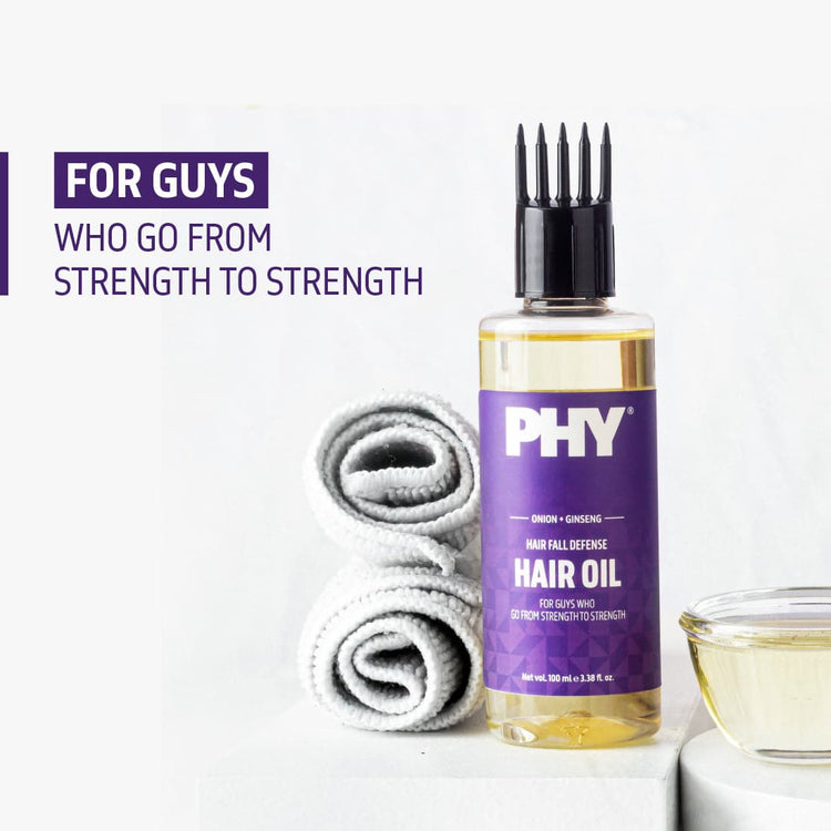 PHY Hair Fall Defense Hair Oil | Onion + Ginseng | Reduces Hair Fall | Strengthens Hair Roots | For all hair types | 100% Vegan, SLS-free