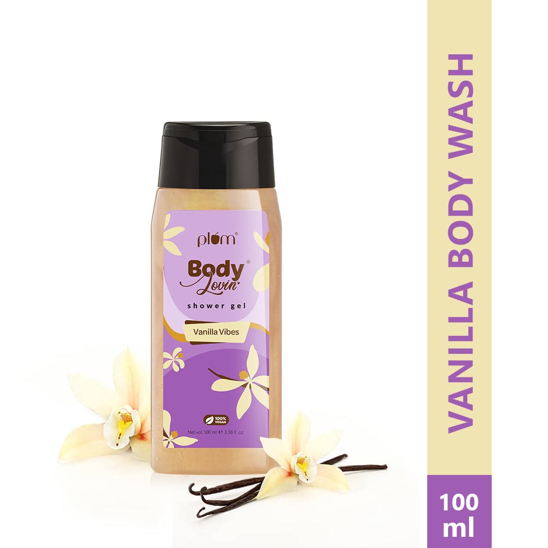 Plum BodyLovin' Vanilla Vibes Shower Gel (100ml) | Body Wash | Travel-Friendly | Vanilla Fragrance | Super-Lathering