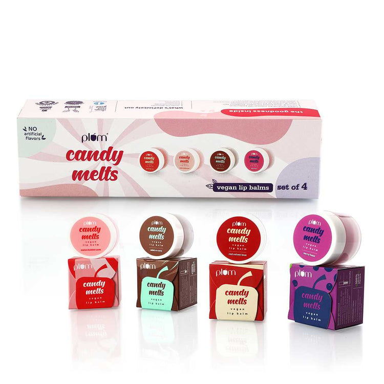 Candy Melts Lip Balm Gift Set of 4 | Long Stay Hydration, No Dry Lips