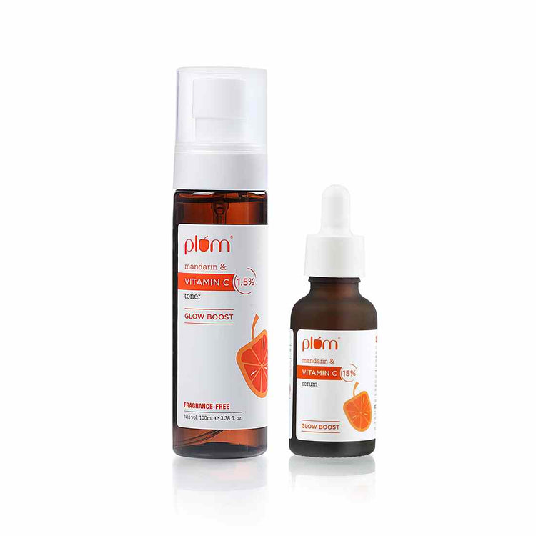 Vitamin C Ultimate Glow Duo | Face Serum (30ml) & Toner | For Glowing Skin | Tightens Pores | Fights Hyperpigmentation | Improves Uneven Skin Tone | Fragrance-Free | 100% Vegan